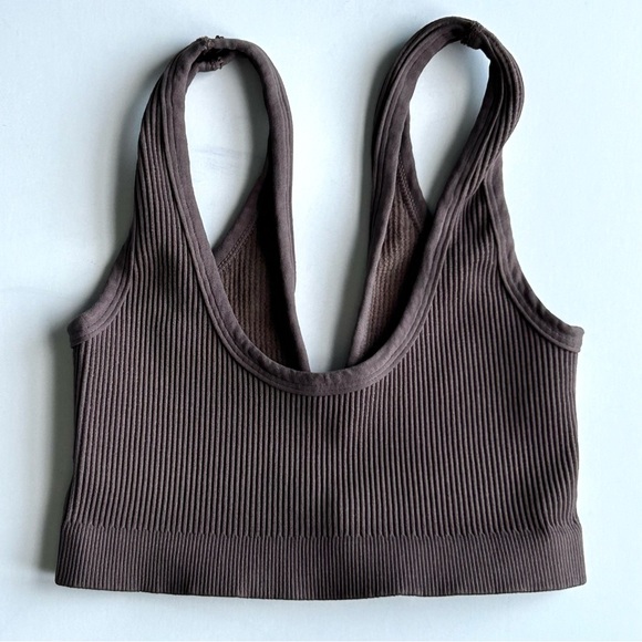🌸NWOT Free People Movement Happiness Runs Scoop Neck Bra. Brown. Size: XS/S - Picture 2 of 5